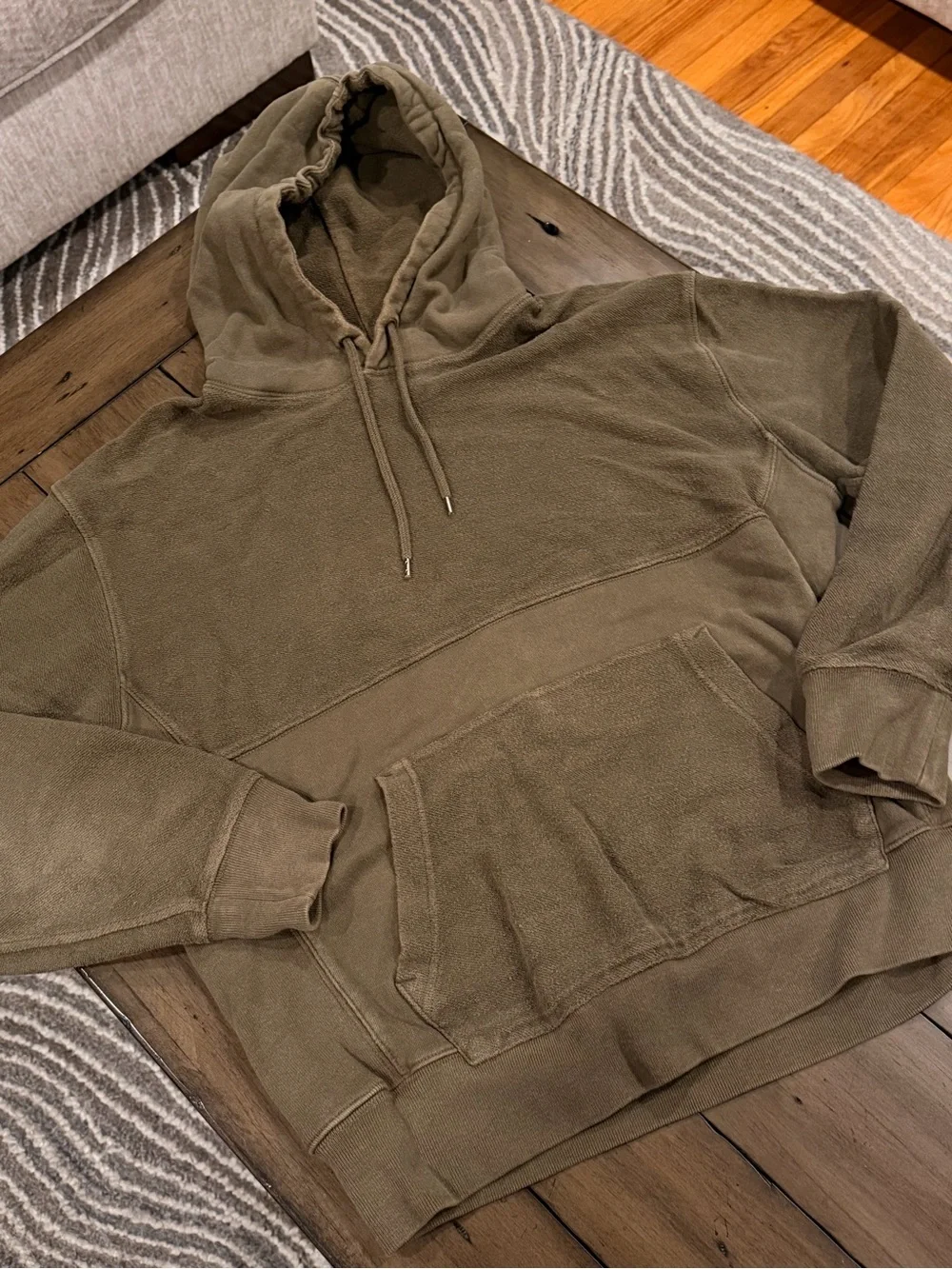 J. Crew Olive Green Thick Textured Cotton Hoodie EUC #453